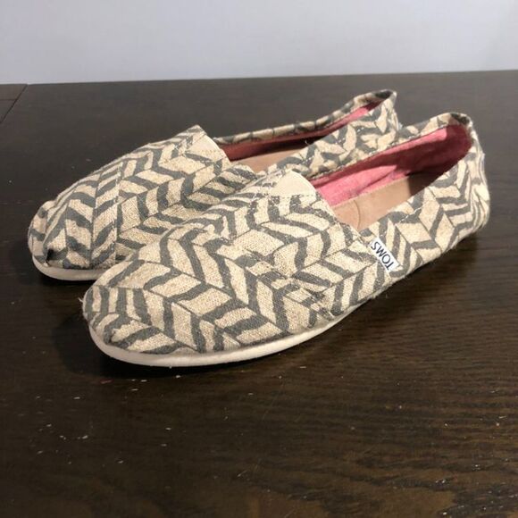 TOMS Zigzag Zebra Hemp Slip-On Espadrille Casual Shoes Size 10 - Picture 1 of 7